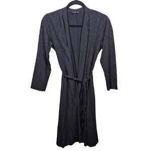 Eileen Fisher Jacket Womens XS Petite Black Kimono Belted Morse Code Minimalist